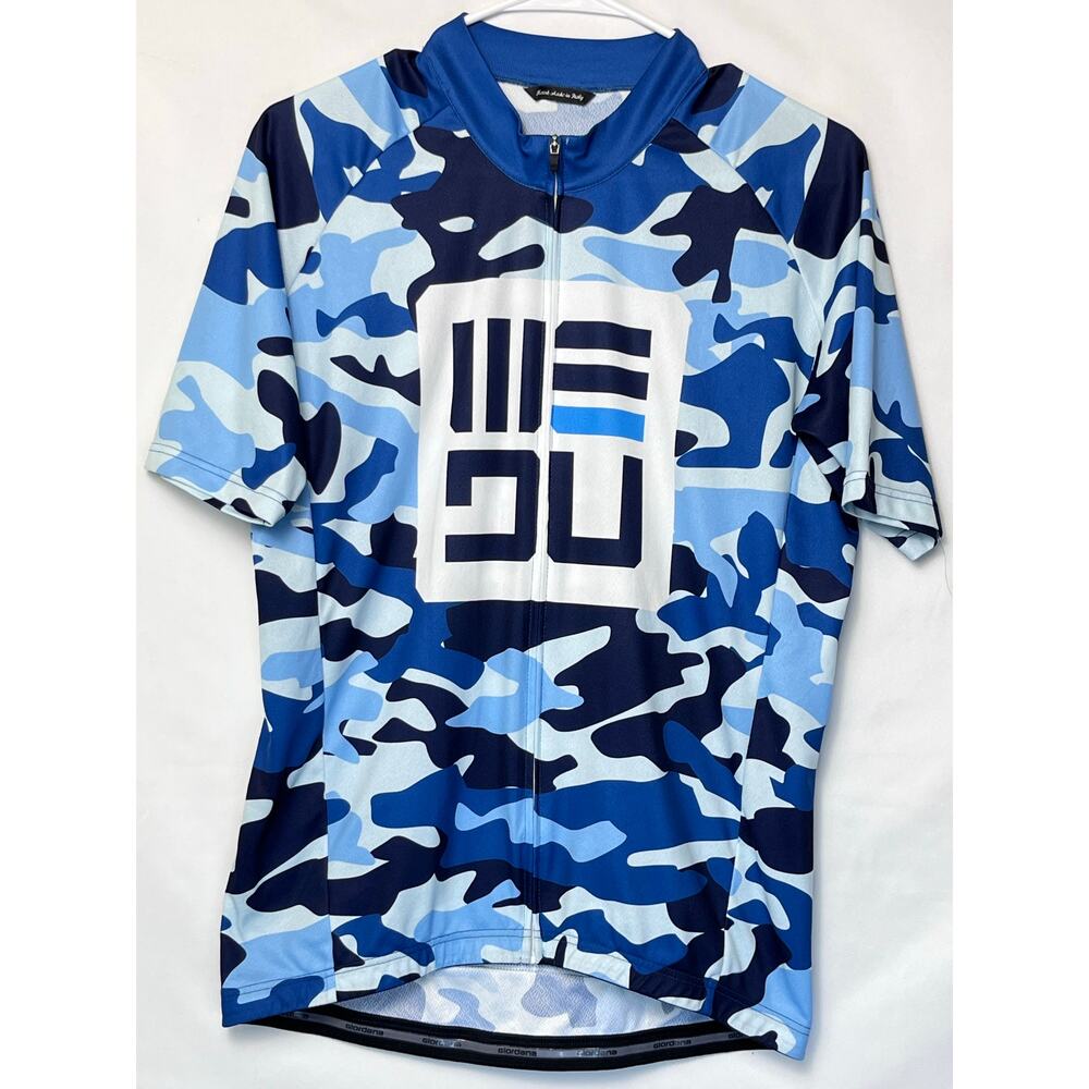 Giordana Women's Large Camo Cycling Jersey - Blue/White, Short Sleeve